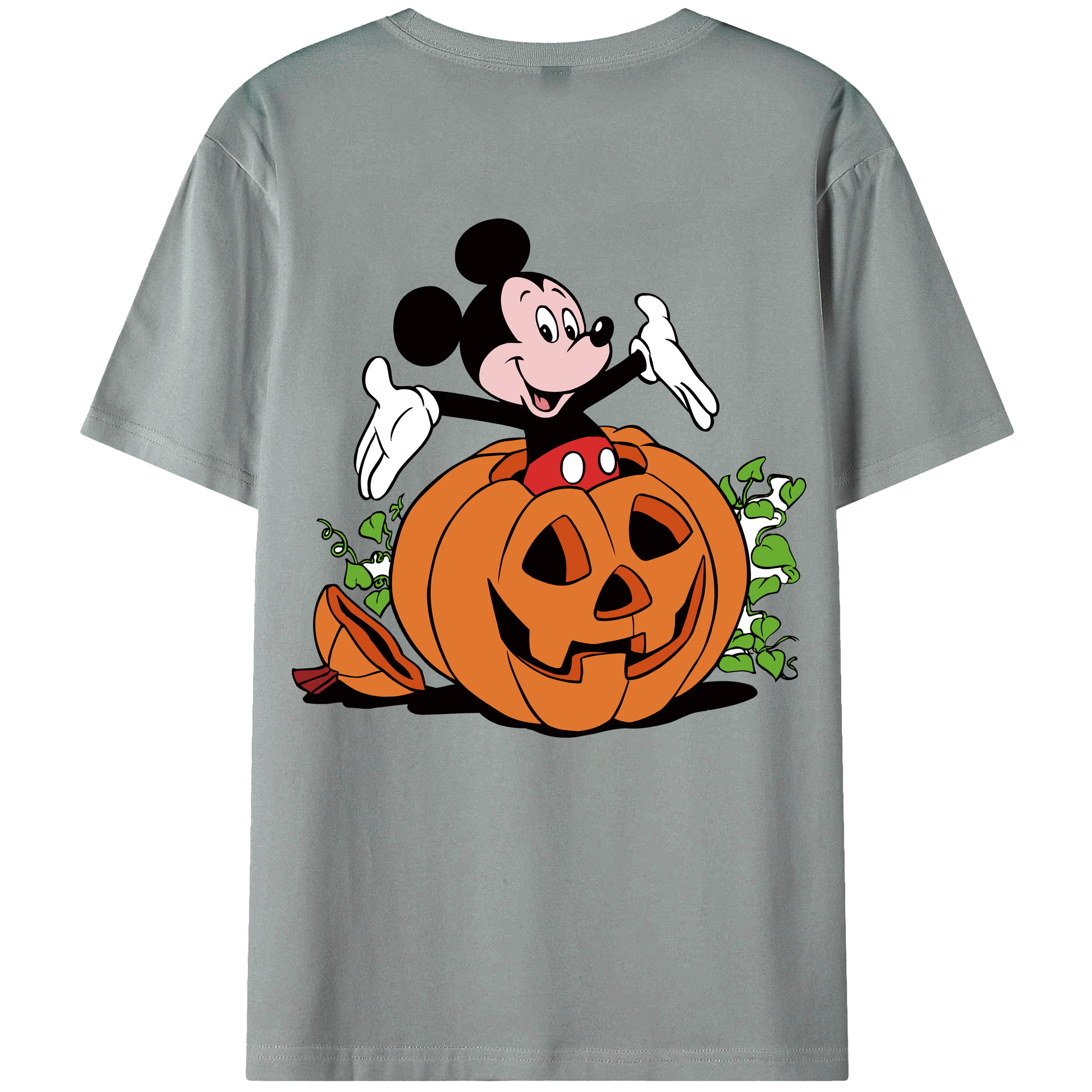 ミッキーマウス Mickey Mouse 綿100％ メンズ半袖Tシャツ（バックプリント） 通気性